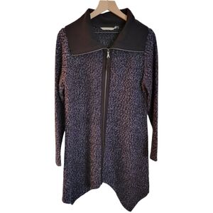Soft‎ Surroundings Zip Up Collared Sweater Asymetrical Jacket S